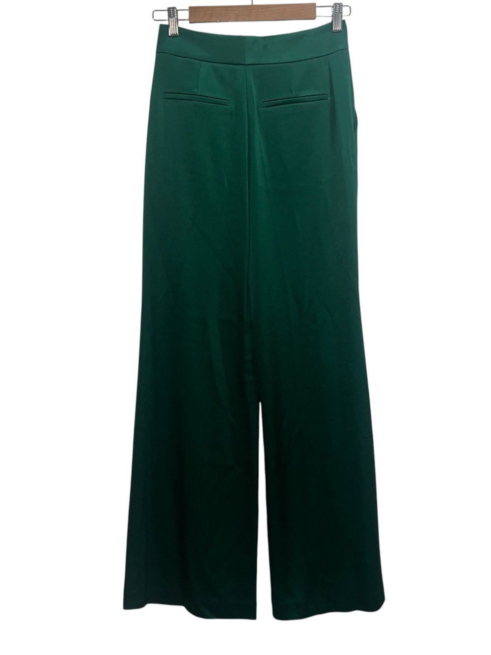 NEW NWT Alice + Olivia Dylan Satin Wide Leg Pants In Forest Green - Picture 9 of 13